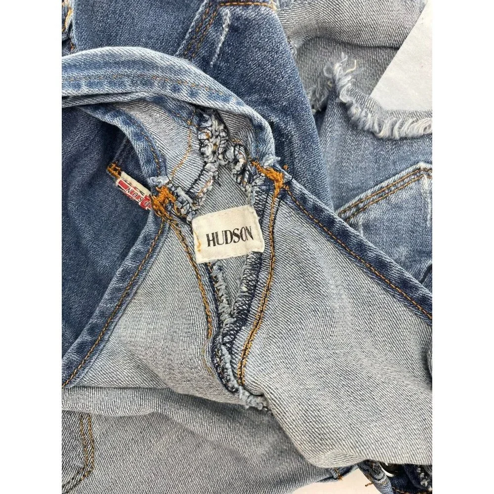 Hudson Girls Overall Shorts Dark Wash Soft Stretchy Denim‎ with Pockets Size 5